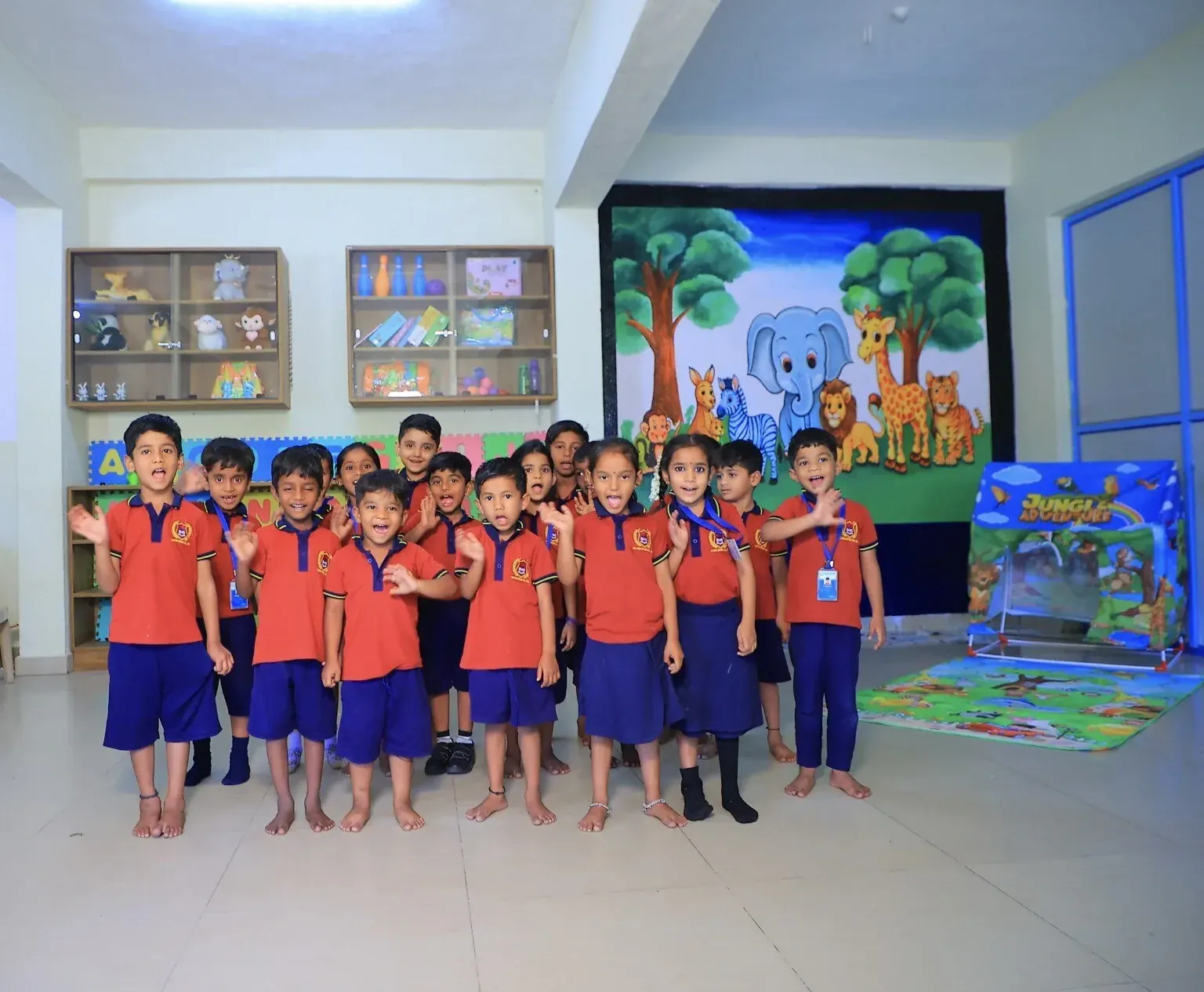 Young learners taking part in an activity at Blue Moon School