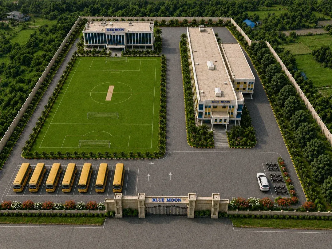 Aerial view of the Blue Moon school campus