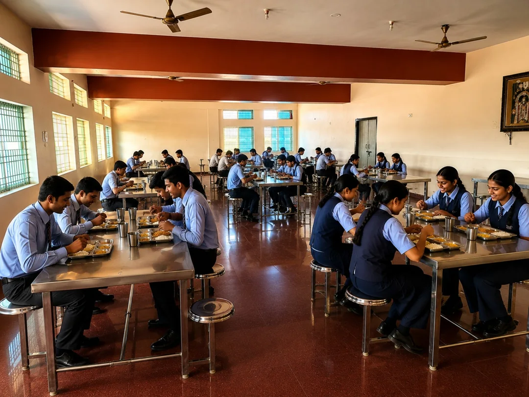 Students dining together